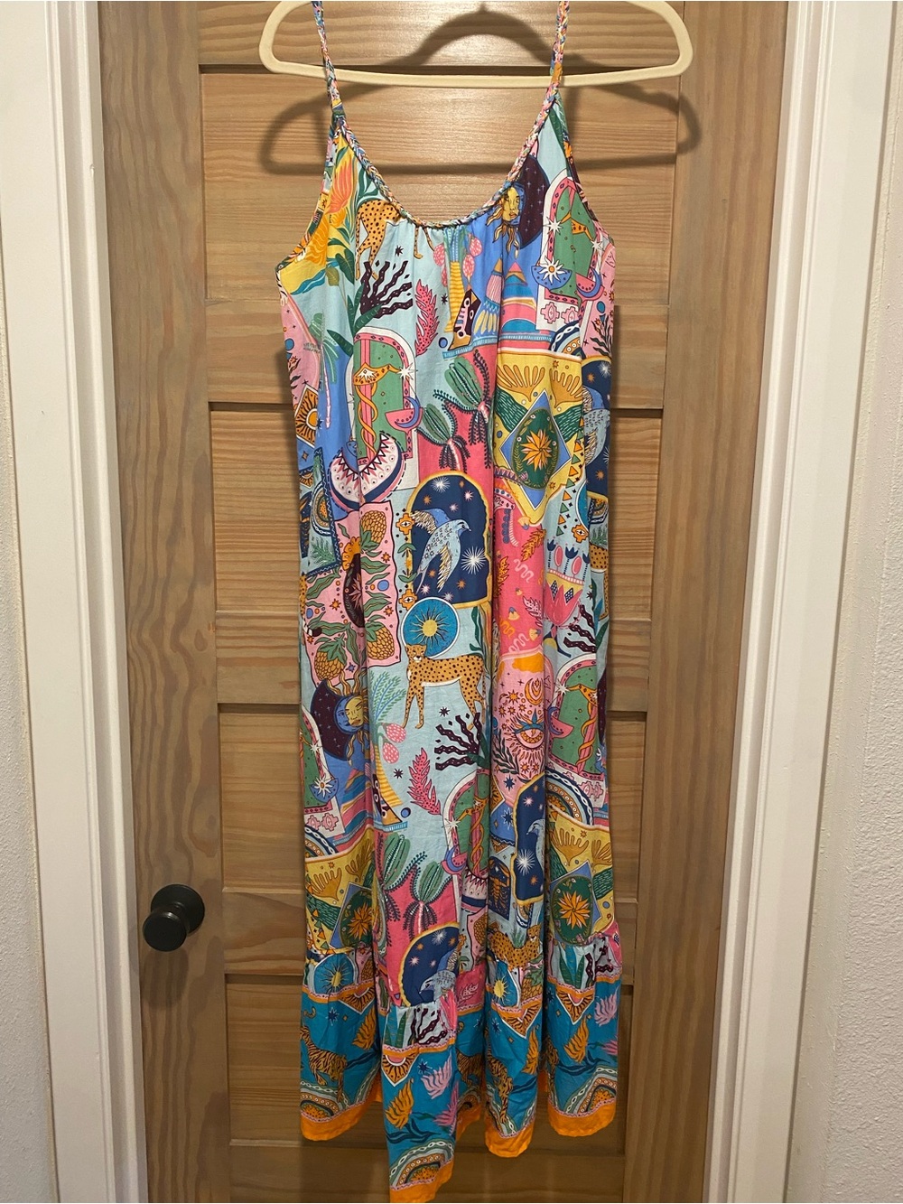 Vibrant Multi-Color Spaghetti-Strap Maxi Dress